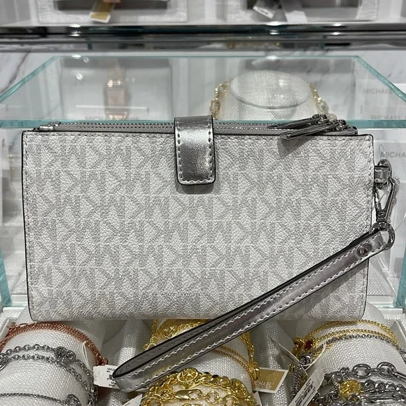 Michael Kors Jet Set Travel Large Embellished Signature Logo Wristlet Wallet Phn - Picture 5 of 16